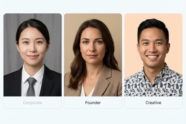 Consistent AI-generated headshots used on a company team page