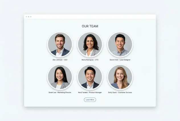 Multiple AI headshot styles generated for different professional contexts